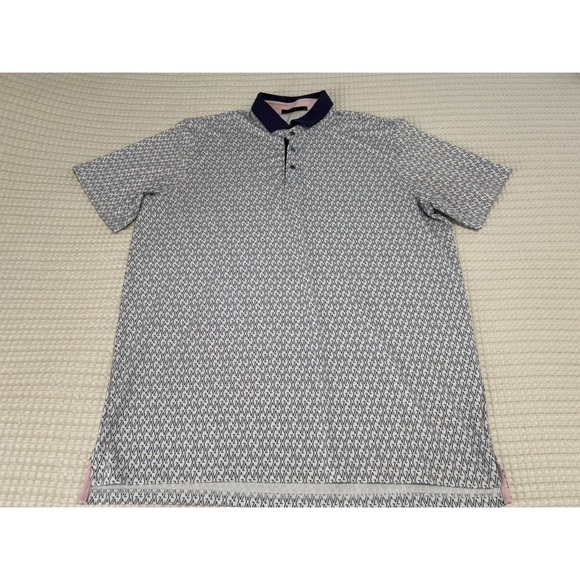 Greyson Polo Shirt Men's XL Blue Geometric All Over Print Stretch Logo Golf - Picture 4 of 12
